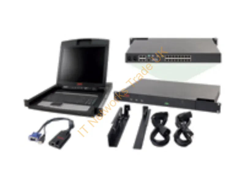KVM-BN001 - Apc 2X1X16 Ip Kvm W/ 17" Rack Lcd & Usb Vm Server Module Bundle Kvm Switch Rack Mounting Black