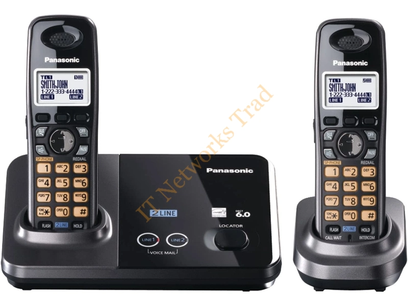 KX-TG9321T Panasonic KX-TG9321T Cordless Phone 1.90 GHz DECT 6.0 Metallic Black 2 x Phone Line Caller ID Speakerphone Backlight Power Protection