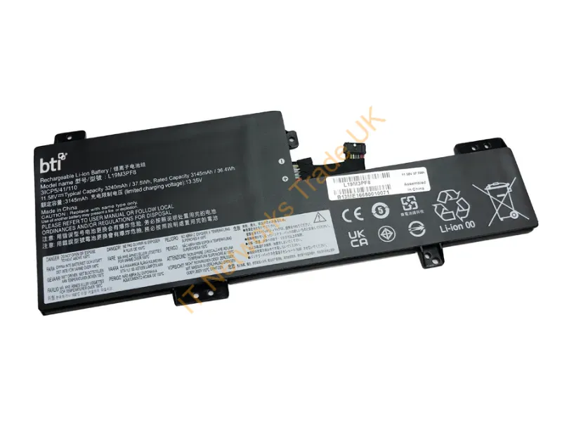 L19M3PF8-BTI - Bti L19M3Pf8- Industrial Rechargeable Battery Lithium-Ion (Li-Ion) 3730 Mah 11.25 V
