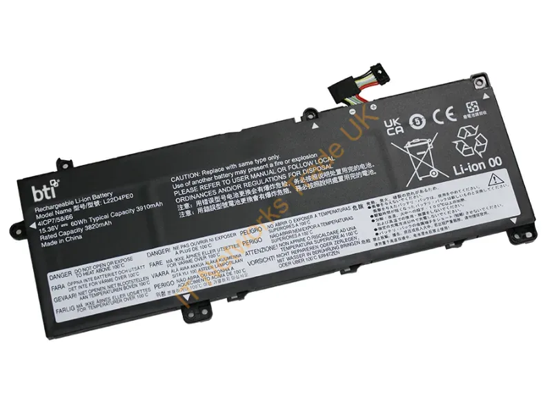 L22B4PE0-BTI - Bti L22B4Pe0- Industrial Rechargeable Battery Lithium-Ion (Li-Ion) 3906 Mah 15.36 V