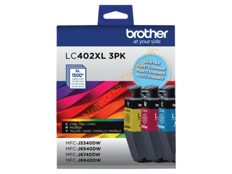 LC402XL3PKS - Brother Lc402Xl3Pks Ink Cartridge 1 Pc(S) Original High (Xl) Yield Cyan, Magenta, Yellow