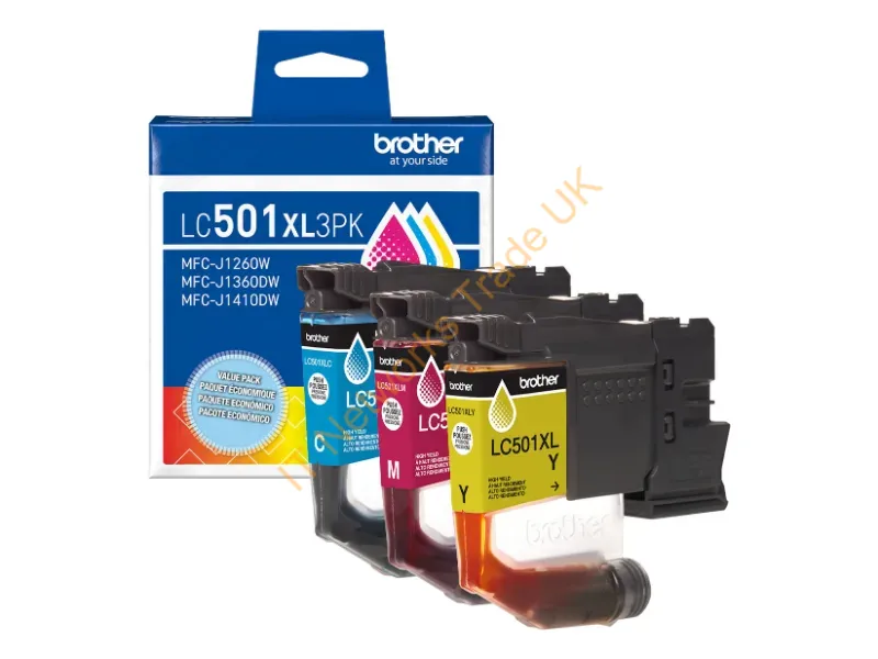 LC501XL3PKS - Brother Lc501Xl3Pks Ink Cartridge 3 Pc(S) Original High (Xl) Yield Cyan, Magenta, Yellow
