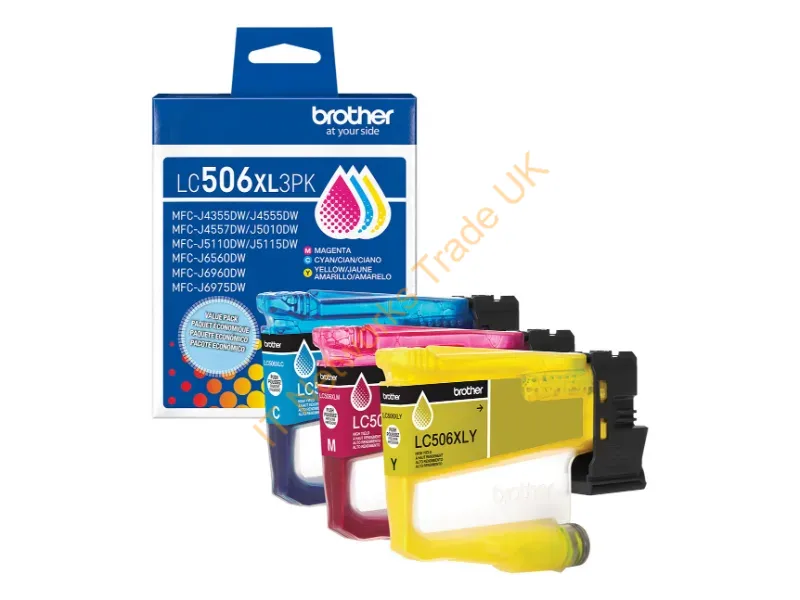LC506XL3PKS - Brother Lc506Xl3Pks Ink Cartridge 3 Pc(S) Original High (Xl) Yield Cyan, Magenta, Yellow