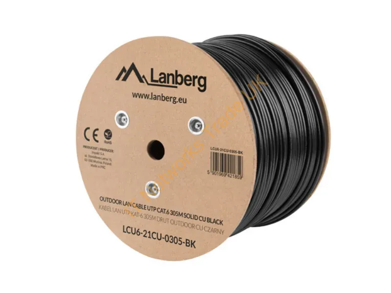 LCU6-21CU-0305-BK - Lanberg LCU6-21CU-0305-BK networking cable Black 305 m Cat6 U/UTP (UTP)