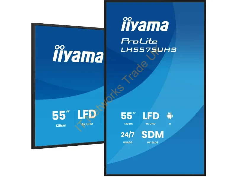 LH5575UHS-B2AG - iiyama LH5575UHS-B2AG Signage Display Digital signage flat panel 138.7 cm (54.6") LCD Wi-Fi 500 cd/m� 4K Ultra HD Black Built-in processor Android 11 24/7