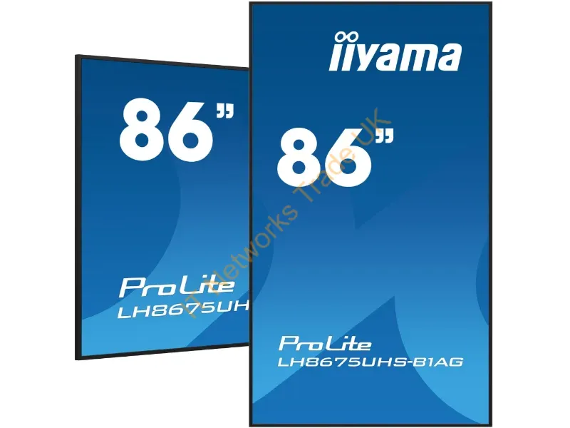 LH8675UHS-B1AG - iiyama LH8675UHS-B1AG Signage Display Digital signage flat panel 2.17 m (85.6") LCD Wi-Fi 500 cd/m� 4K Ultra HD Black Built-in processor Android 11 24/7