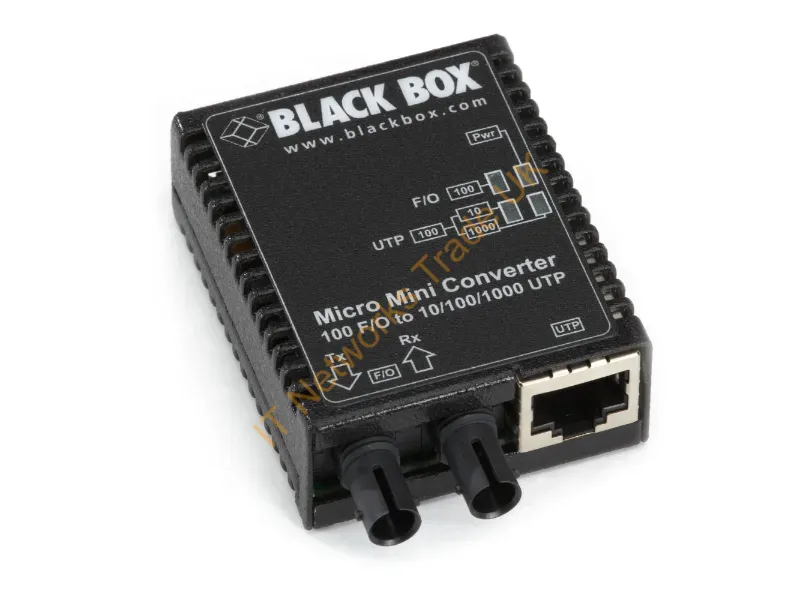 LMC401AE - Black Box Fast Ethernet (100-Mbps) Media Converter - 10/100/1000-Mbps Copper To 100-Mbps Multimode Fiber, 1310Nm, 5Km, St, International Power Supply, Gsa, TAA