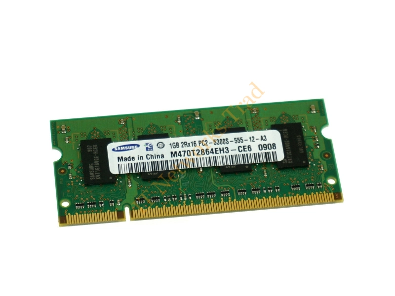 M470T2864EH3-CE6 Samsung 1GB DDR2-667MHz PC2-5300 non-ECC Unbuffered CL5 200-Pin SoDimm Dual Rank Memory Module Laptop Memory