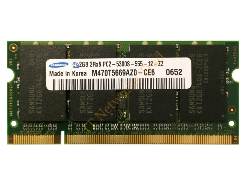M470T5669AZ0-CE6 Samsung 2GB DDR2-667MHz PC2-5300 non-ECC Unbuffered CL5 SoDimm Memory Module Laptop Memory