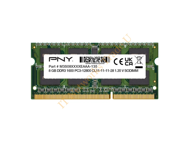 MN8GSD31600LV PNY 8GB DDR3-1600MHz PC3-12800 non-ECC Unbuffered CL11 204-Pin SoDimm Dual Rank Memory Module Laptop Memory