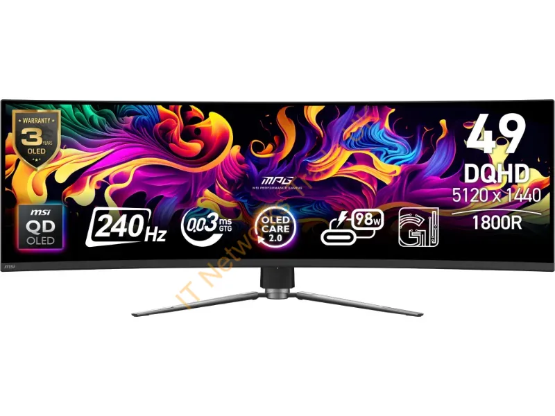 MPG491CQPXQDOLED - Msi Mpg 491Cqpx Qd-Oled Computer Monitor 49" 5120 X 1440 Pixels Dual Qhd Black