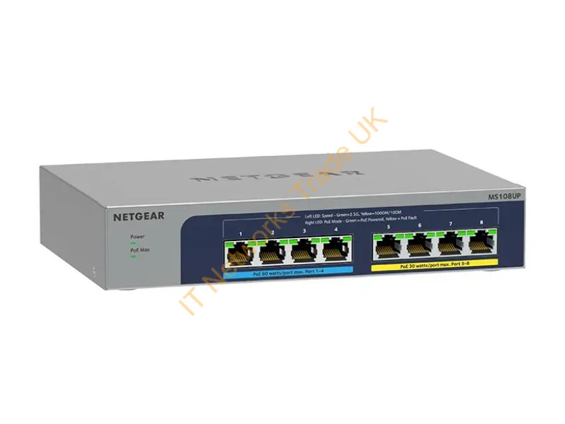MS108UP-100NAS - Netgear Ms108Up Unmanaged 2.5G Ethernet (100/1000/2500) Power Over Ethernet (Poe)