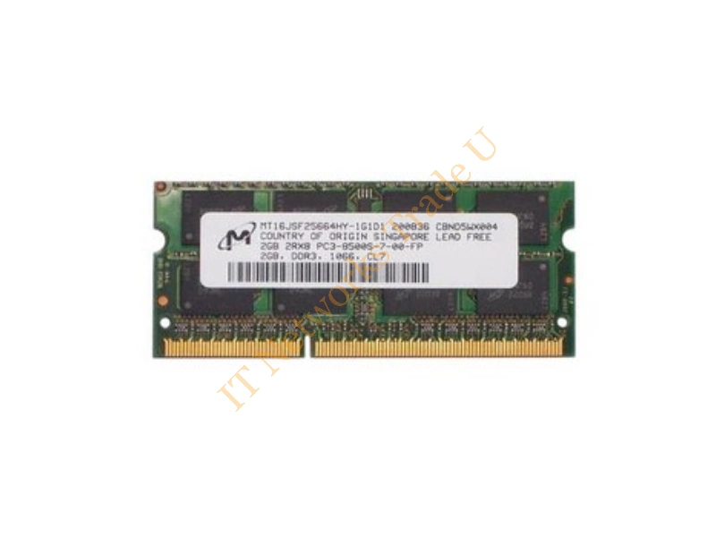 MT16JSF25664HY-1G1F1 Micron 2GB DDR3-1066MHz PC3-8500 non-ECC Unbuffered CL7 204-Pin SoDimm Dual Rank Memory Module Laptop Memory