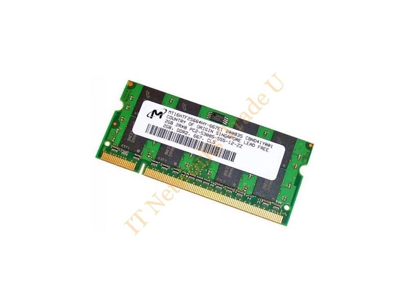 MT16THF25664HY-667E1 Micron 2GB DDR2-667MHz PC2-5300 non-ECC Unbuffered CL5 200-Pin SoDimm Dual Rank Memory Module Laptop Memory