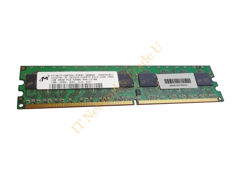MT18HTF12872AY-53EB1 Micron 1GB DDR2-533MHz PC2-4200 ECC Unbuffered CL4 240-Pin DIMM Dual Rank Memory Module Server Memory