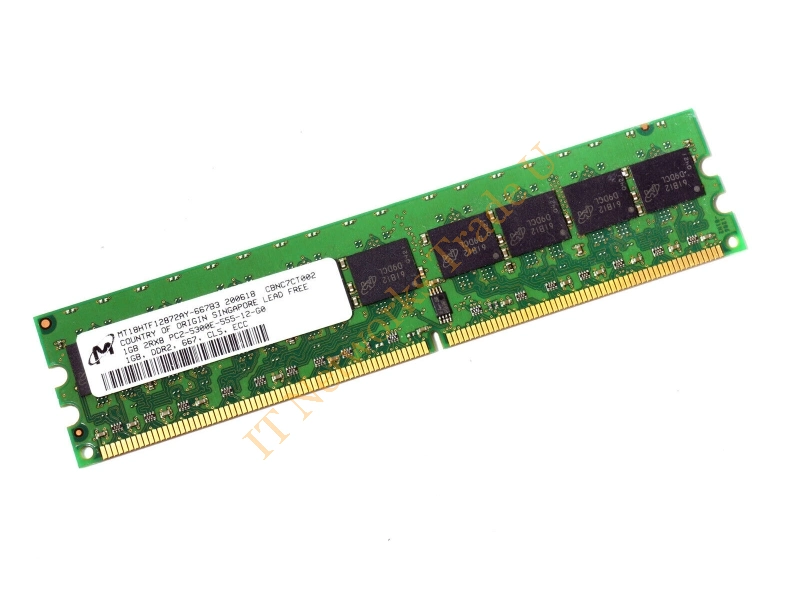 MT18HTF12872AY-667B3 Micron 1GB DDR2-667MHz PC2-5300 ECC Unbuffered CL5 240-Pin DIMM Dual Rank Memory Module Server Memory