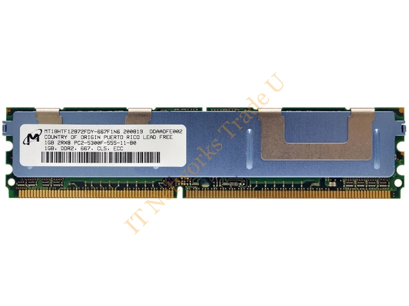 MT18HTF12872FDY-6674 Micron 1GB DDR2-667MHz PC2-5300 ECC Fully Buffered CL5 240-Pin DIMM Dual Rank Memory Module Server Memory