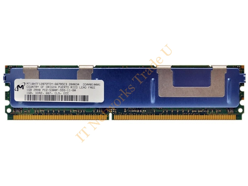 MT18HTF12872FY-667 Micron 1GB DDR2-667MHz PC2-5300 ECC Fully Buffered CL5 240-Pin DIMM Single Rank Memory Module Server Memory