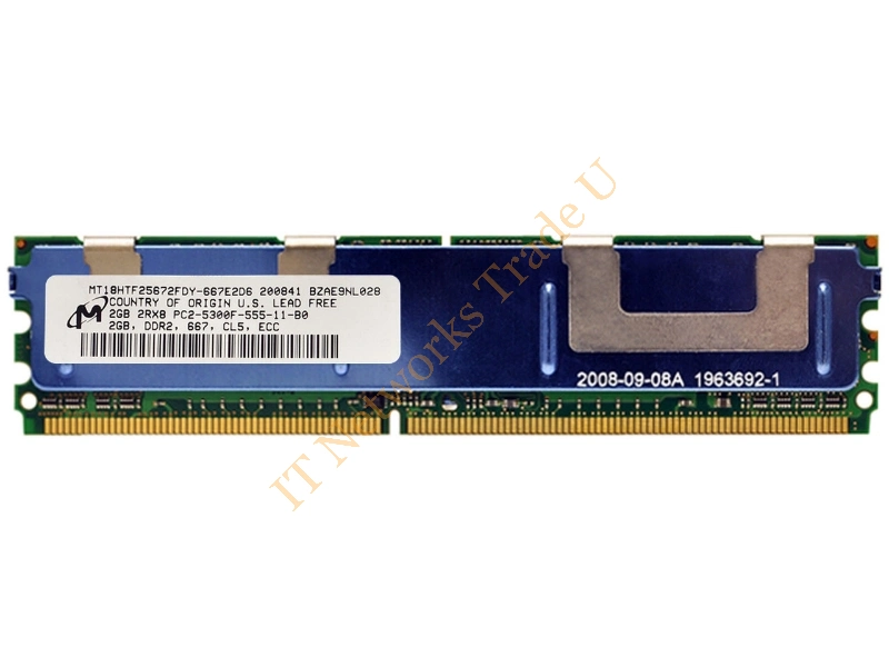 MT18HTF25672FDY-667E Micron 2GB DDR2-667MHz PC2-5300 ECC Fully Buffered CL5 240-Pin DIMM Dual Rank Memory Module Server Memory