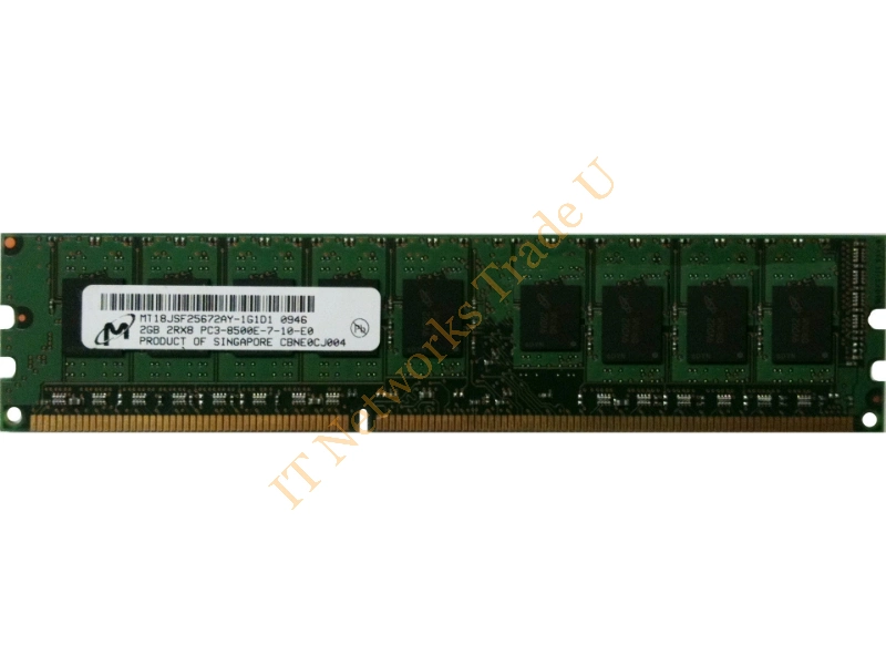 MT18JSF25672AY-1G1 Micron 2GB DDR3-1066MHz PC3-8500 ECC Unbuffered CL7 240-Pin DIMM Dual Rank Memory Module Server Memory