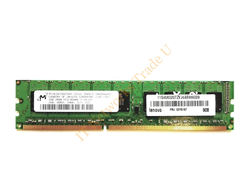 MT18JSF25672AY-1G1D1 Micron 2GB DDR3-1066MHz PC3-8500 ECC Unbuffered CL7 240-Pin DIMM Dual Rank Memory Module Server Memory