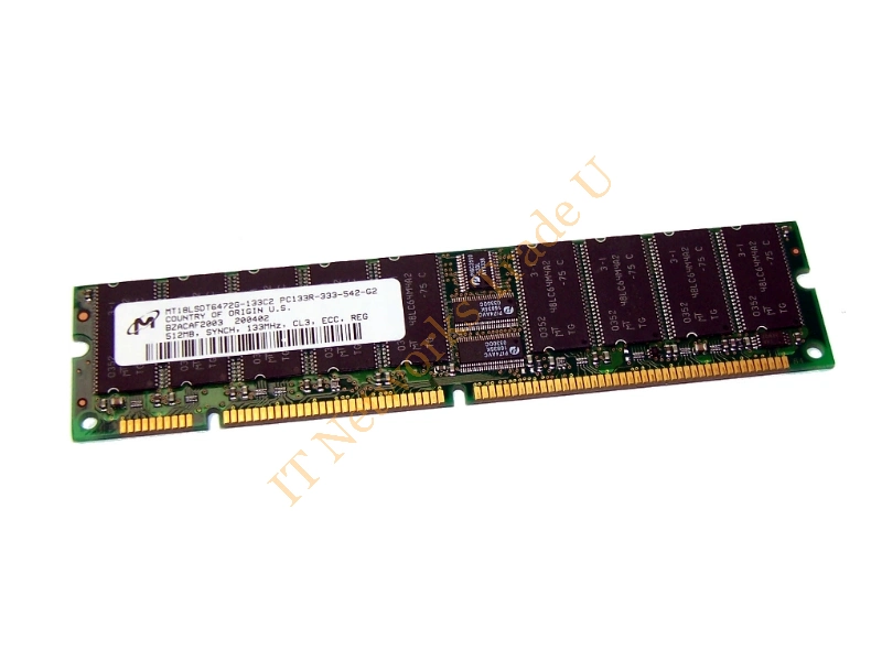 MT18LSD76472G-133B7 Micron 512MB 133MHz PC133 ECC Registered CL3 168-Pin DIMM Single Rank Memory Module Server Memory