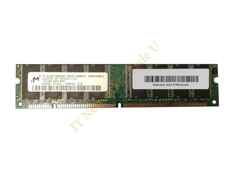 MT18LSDT3272AG-10E Micron 256MB 100MHz PC100 ECC Unbuffered CL2 168-Pin DIMM Dual Rank Memory Module Server Memory
