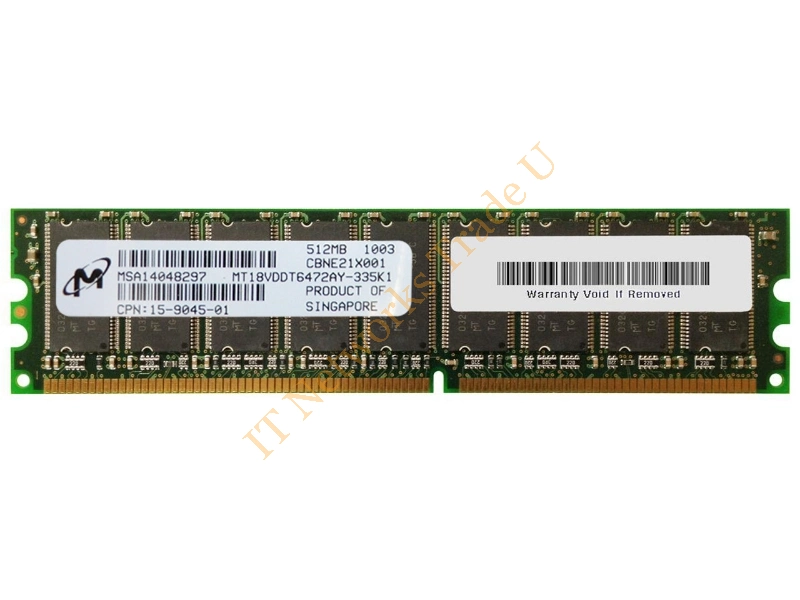 MT18VDDT6472AG-335K1 Micron 512MB DDR-333MHz PC2700 ECC Unbuffered CL2.5 184-Pin DIMM Memory Module Server Memory