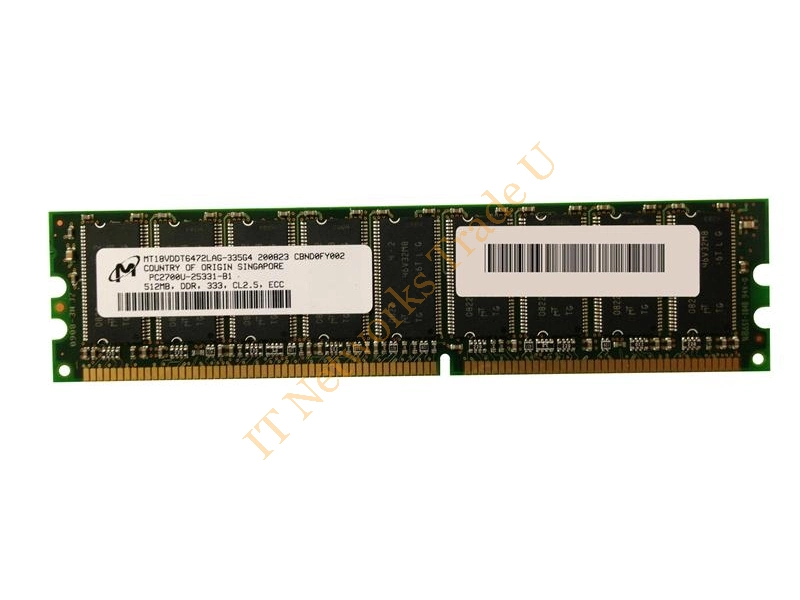 MT18VDDT6472LAG-335G4 Micron 512MB DDR-333MHz PC2700 ECC Unbuffered CL2.5 184-Pin DIMM Dual Rank Memory Module Server Memory
