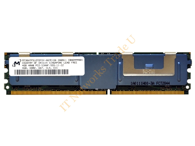 MT36HTF51272FDY-667E1 Micron 4GB DDR2-667MHz PC2-5300 ECC Fully Buffered CL5 240-Pin DIMM Quad Rank Memory Module Server Memory