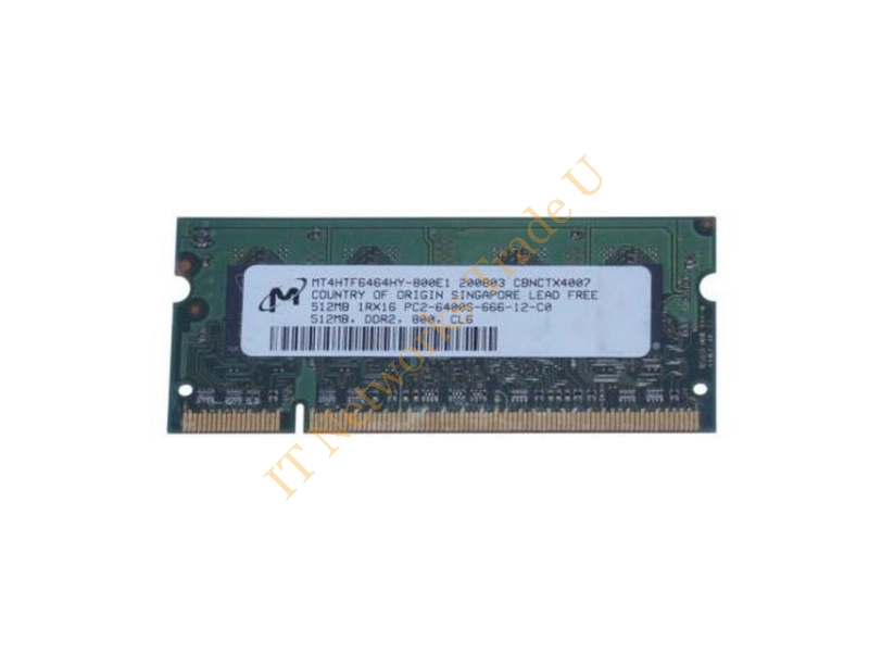 MT4HTF6464HZ-800G1 Micron 512MB DDR2-800MHz PC2-6400 non-ECC Unbuffered CL6 200-Pin SoDimm Memory Module Laptop Memory