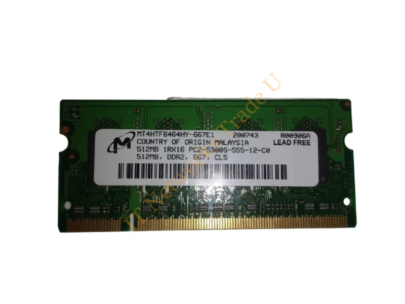MT4HTF646HY-667E1 Micron 512MB DDR2-667MHz PC2-5300 non-ECC Unbuffered CL5 200-Pin SoDimm Memory Module Laptop Memory