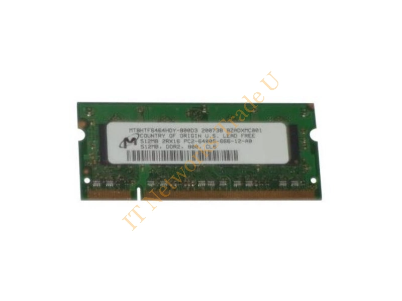 MT8HTF6464HDY-800D3 Micron 512MB DDR2-800MHz PC2-6400 non-ECC Unbuffered CL5 200-Pin SoDimm Dual Rank Memory Module Laptop Memory