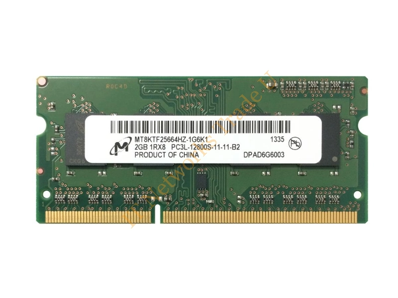 MT8KTF25664HZ-1G6 Micron 2GB DDR3-1600MHz PC3-12800 non-ECC Unbuffered CL11 204-Pin SoDimm 1.35V Low Voltage Single Rank Memory Module Laptop Memory