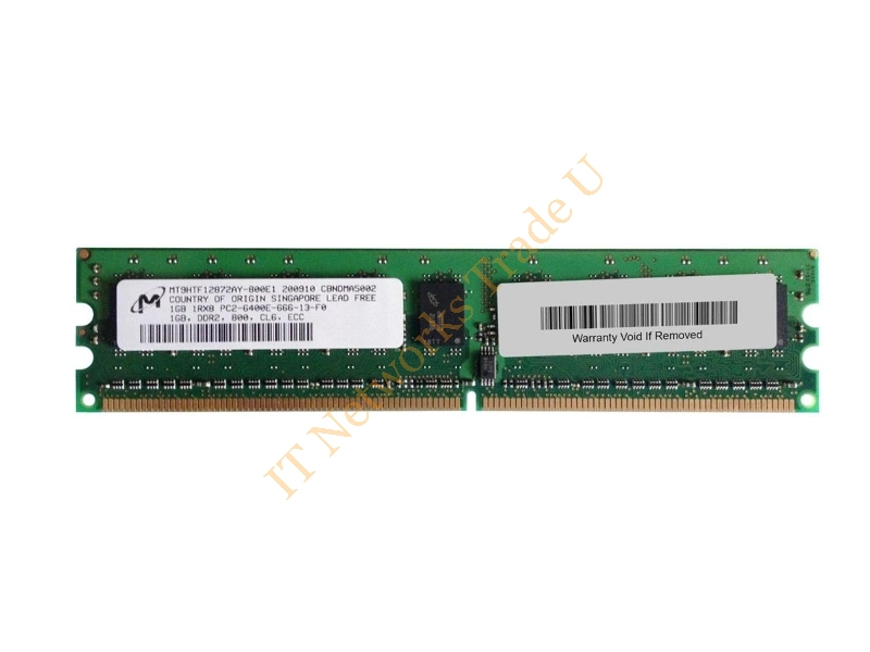 MT9HTF12872AY-800E1 Micron 1GB DDR2-800MHz PC2-6400 ECC Unbuffered CL6 240-Pin DIMM Single Rank Memory Module Server Memory