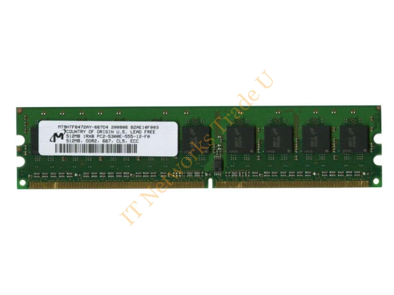 MT9HTF6472AY-667D4 Micron 512MB DDR2-667MHz PC2-5300 ECC Unbuffered CL5 240-Pin DIMM Single Rank Memory Module Server Memory