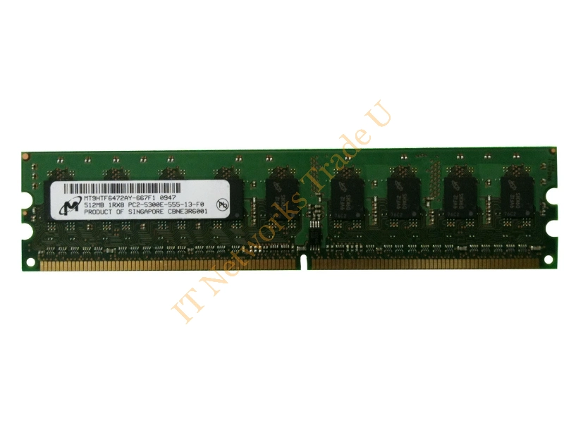 MT9HTF6472AY-667F1 Micron 512MB DDR2-667MHz PC2-5300 ECC Unbuffered CL5 240-Pin DIMM Single Rank Memory Module Server Memory