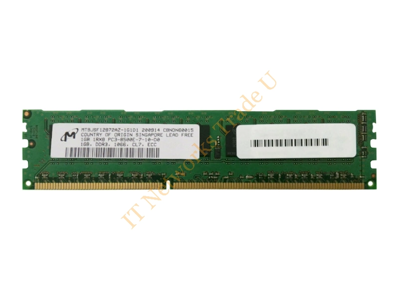 MT9JSF12872AZ-1G1D1 Micron 1GB DDR3-1066MHz PC3-8500 ECC Unbuffered CL7 240-Pin DIMM Single Rank Memory Module Server Memory