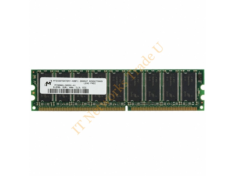 MT9VDDT6472HG-40BD2 Micron 512MB DDR-400MHz PC3200 ECC Unbuffered CL3 200-Pin SoDimm Single Rank Memory Module Laptop Memory