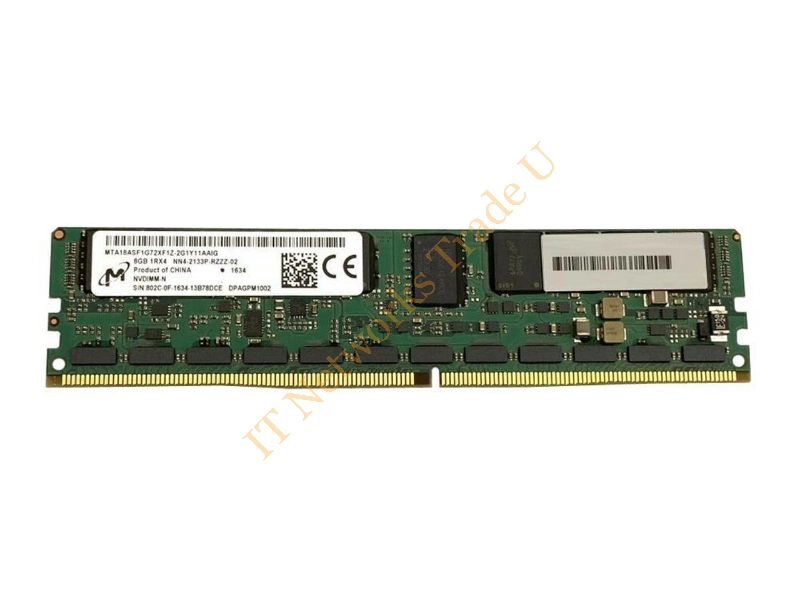MTA18ASF1G72XF1Z-2G1Y1 Micron 8GB DDR4-2133MHz PC4-17000 ECC Registered CL15 288-Pin DIMM Single Rank Memory Module Server Memory