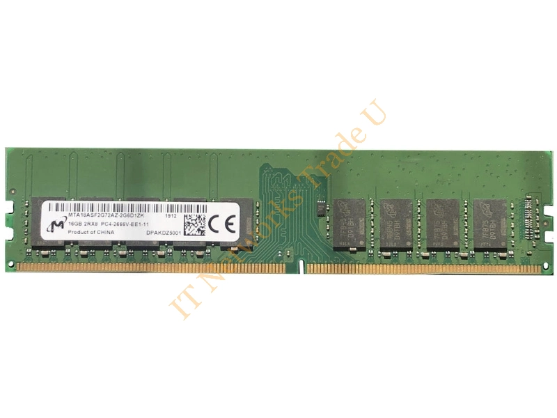 MTA18ASF2G72AZ-2G6D1 Micron 16GB DDR4-2666MHz PC4-21300 ECC Unbuffered CL19 288-Pin DIMM 1.2V Dual Rank Memory Module Server Memory