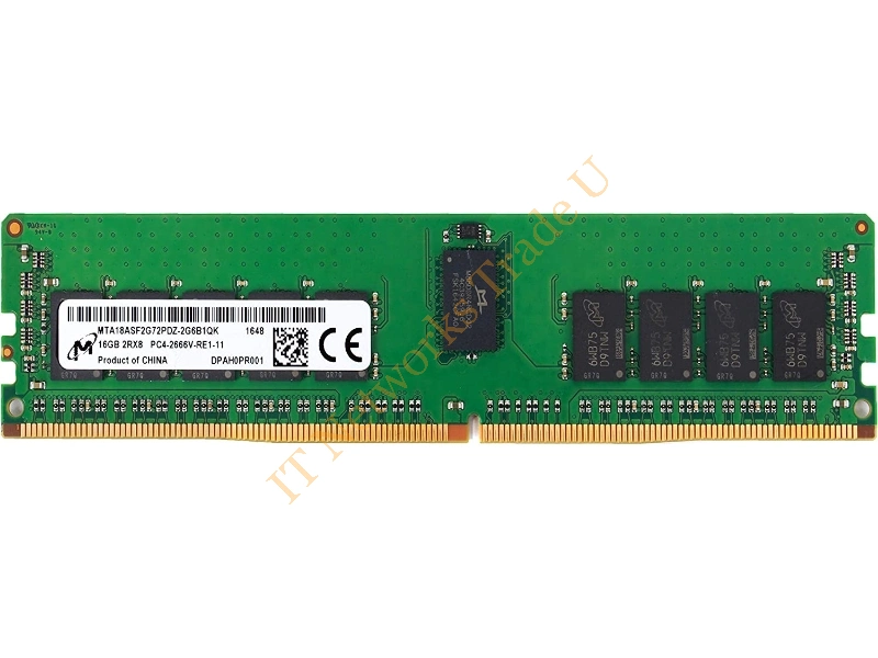MTA18ASF2G72PDZ-2G6B Micron 16GB DDR4-2666MHz PC4-21300 ECC Registered CL19 288-Pin DIMM 1.2V Dual Rank Memory Module Server Memory
