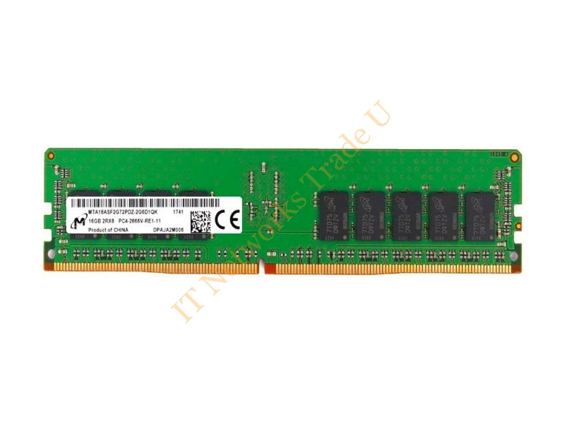 MTA18ASF2G72PDZ-2G6D1 Micron 16GB DDR4-2666MHz PC4-21300 ECC Registered CL19 288-Pin DIMM 1.2V Dual Rank Memory Module Server Memory