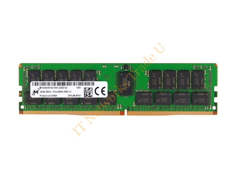 MTA36ASF4G72PZ-2G6E1 Micron 32GB DDR4-2666MHz PC4-21300 ECC Registered CL19 288-Pin DIMM 1.2V Dual Rank Memory Module Server Memory