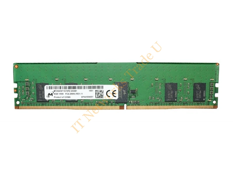 MTA9ASF1G72PZ-2G6B1 Micron 8GB DDR4-2666MHz PC4-21300 ECC Registered CL19 288-Pin DIMM 1.2V Single Rank Memory Module Server Memory
