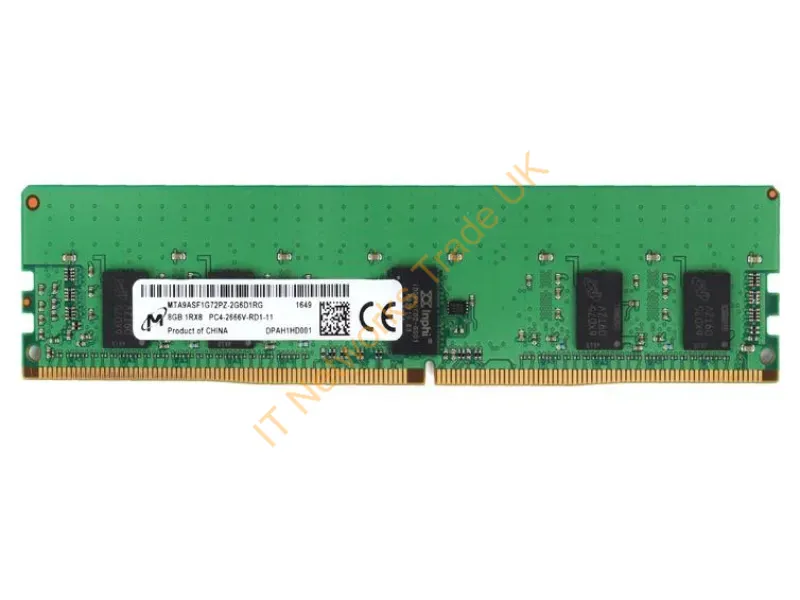 MTA9ASF1G72PZ-2G6D1 Micron 8GB DDR4-2666MHz PC4-21300 ECC Registered CL19 288-Pin DIMM 1.2V Single Rank Memory Module Server Memory