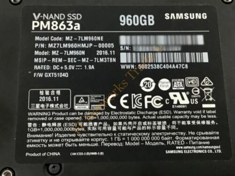 MZ-7LM960N Samsung PM863a Series 960GB Triple-Level Cell SATA 6GB/s 2.5-inch Solid State Drive SSD Storage