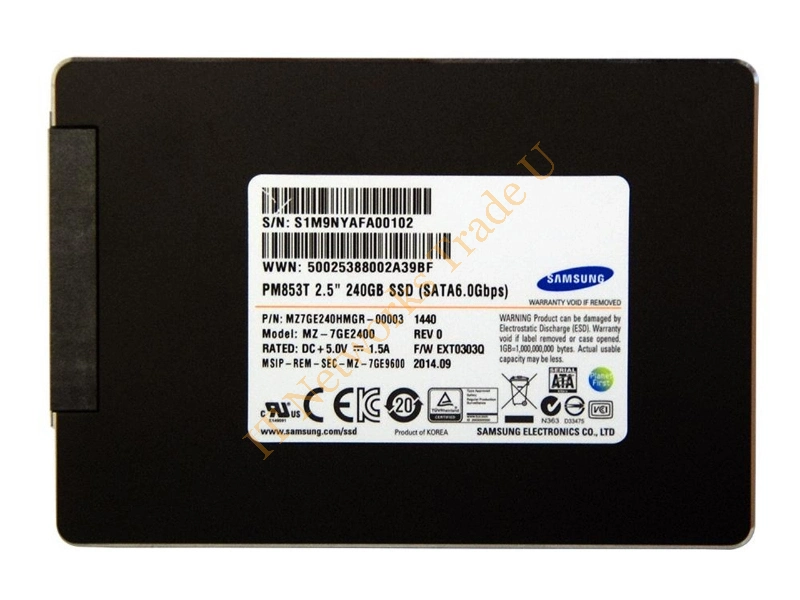 MZ7GE2400 Samsung PM853T Data Center Series 240GB Triple-Level Cell (TLC) SATA 6Gb/s 2.5-inch Solid State Drive SSD Storage