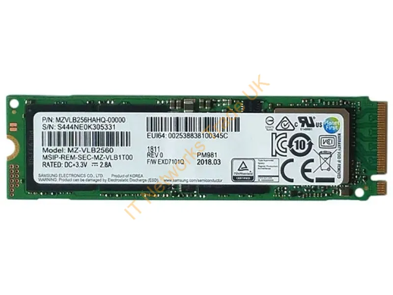 MZVLB256HAHQ-00000 Samsung PM981 Polaris 256GB M.2 2280 PCI-Express Gen3 x4, NVME Solid State Drive SSD Storage