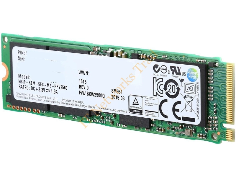 MZVLW256HEHP-000L7 Samsung PM961 Series 256GB Triple-Level Cell (TLC) PCI Express 3.0 x4 NVMe M.2 2280 Solid State Drive SSD Storage